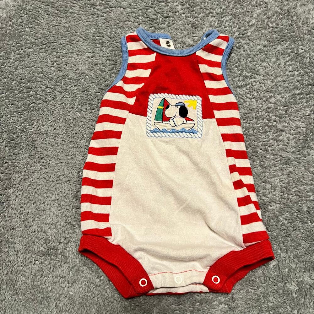 Vintage Buster Brown Romper Baby 6-9 Monthe Stripe Sailor Bodysuit